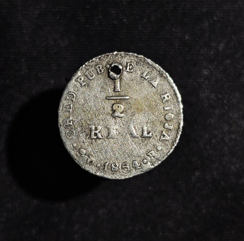 Moneda Riojana De Plata 1/2 Real 1854 Confederación Argentin (Usado)