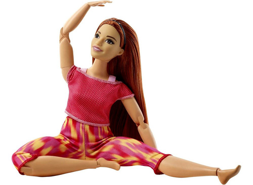 Boneca Colecionável Barbie Menina Ruiva Curvy Plus Size Ioga Yoga - Completamente Toda Articulada Para Mexer - Coleção Made To Move - Mattel Brinquedos