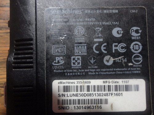 Emachines 355 Compatible Acer D255 D255e Gateway Lt25 Lt27 (Usado)