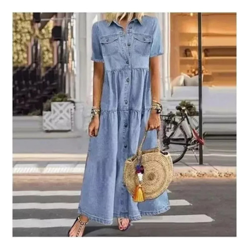 Ofertas Especiales Vestido De Mezclilla Largo Y Holgado Para
