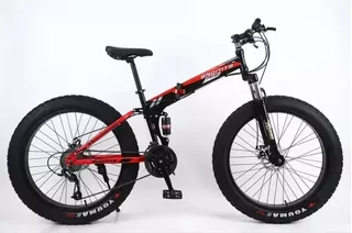 Bicicleta De Montaña Plegable Llanta Ancha Rojo/negro