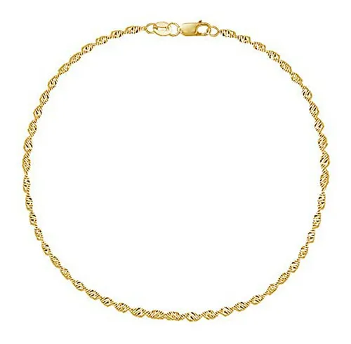 Anklet De Oro Amarillo 14k Con Cierre De Langosta De 10 Pul
