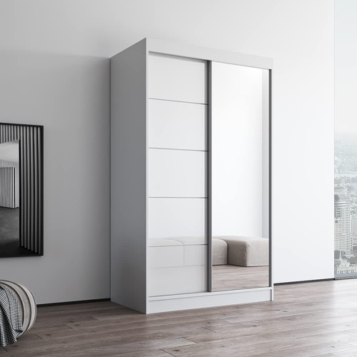 Armario Aria De 2 Puertas De 47 Pulgadas Blanco Con Espejo Blanco