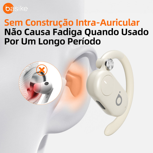 Fone De Ouvido Basike Sem Fio Bluetooth 5.4 Sport Corrida Ows Waterproof Prova D'água Com Gan 30 Horas De Duração Ba-Fon158 Cor Preto