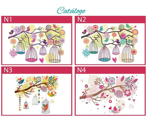 Imagen 5 de 6 de Vinilos Decorativos Pared Infantiles Nenas, Buhos, Pajaros