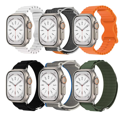 6 Pack Correa Para Apple Watch Ultra Silicón 8/7/6/5/4/3/2/1