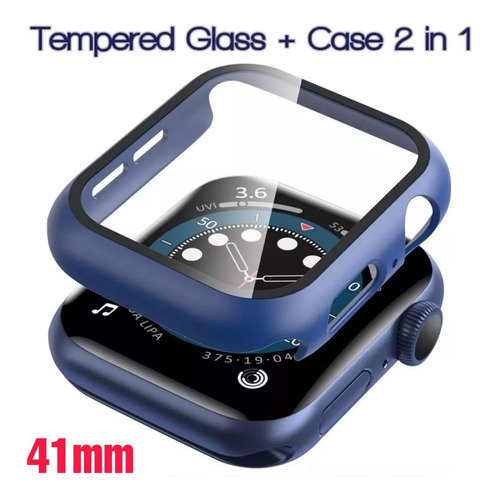 Case Funda 360° Para Apple Watch 41mm + Glass  - Azul Marino