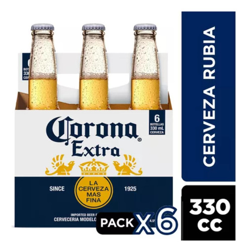 6 Pack Cerveza Corona Botella 330cc