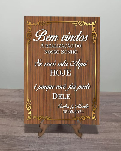 Placa Casamento Para Recepção Bem Vindos Mensagem Aos Noivos