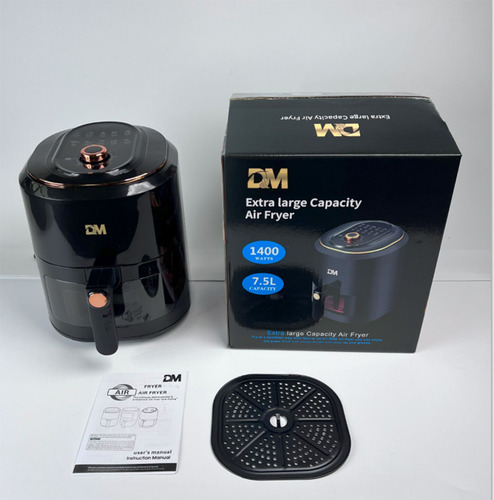 Dm Air Fryer 7.5l Dm-v18030 Color Negro 127v 1280w 7.5l Freidora De Aire De Acero Inoxidable