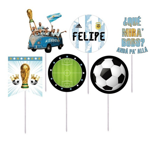 Topper Cupcake Muffins Argentina Campeon X12u - Pinchos