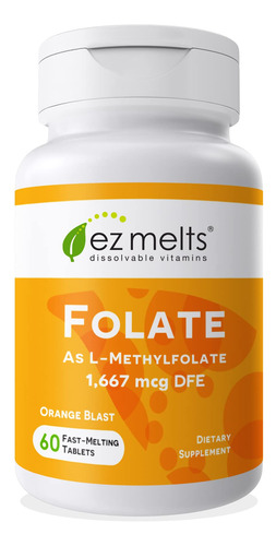 Ez Melts Folato Como L-5-metilfolato, 1,667 Mcg De Dfe, Vita