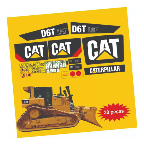 Adesivos Compatível Trator Esteira Cat D6t Lgp - Decalque
