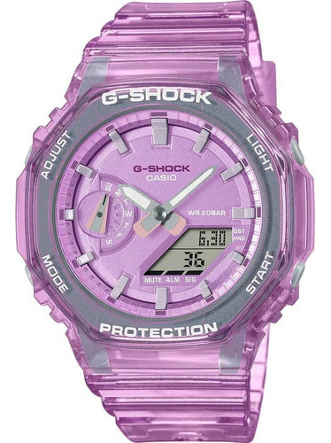 Reloj: Casio G-shock GMA-S2100SK-4ADR *esqueleto metálico correa color rosa Color del bisel rosa Color de fondo rosa