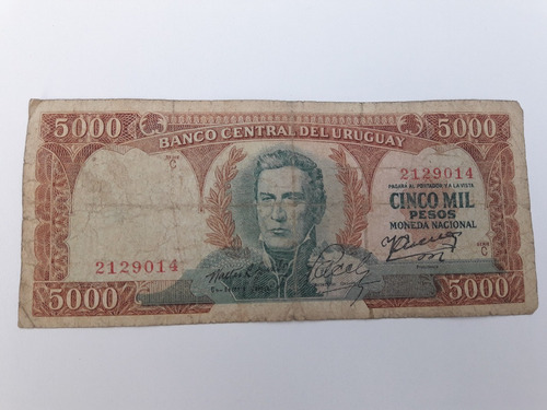 Billete 5000 Pesos Uruguayo Usado Ver Fotos Con Circulación