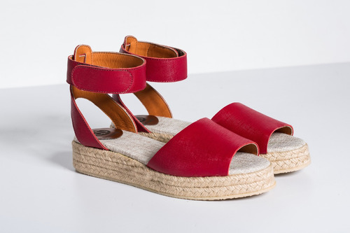 Zapatos Mujer Sandalias Cuero Rojo Limaranda