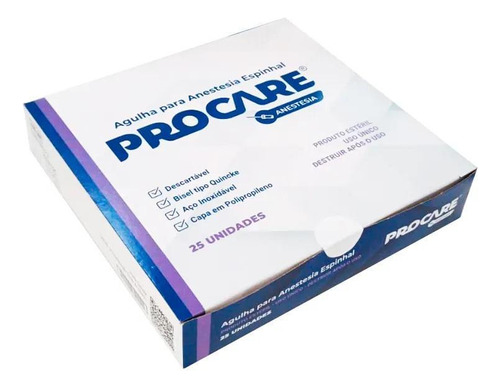 Agulha Anest. Espinhal 22g X 3,5 - Caixa 25un - Procare