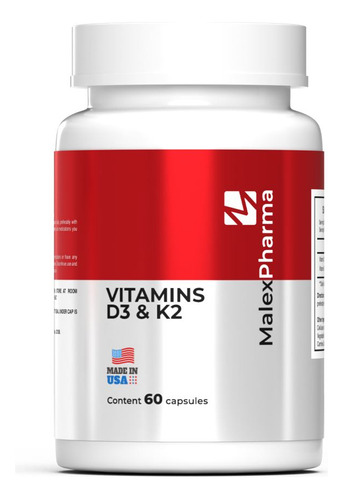 Vitaminas D3 + K2 5000iu/80 Mcg - 60 Capsulas | Malex Pharma