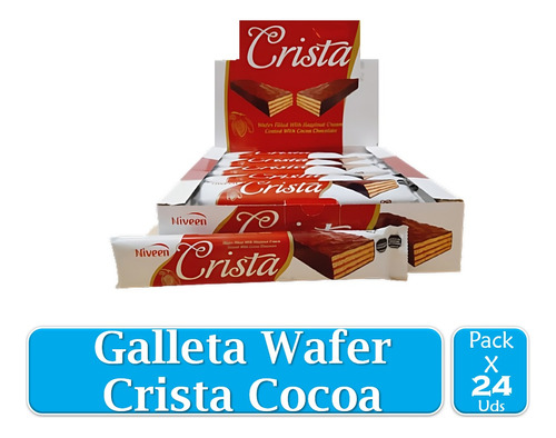 Galleta Wafer Crista Cocoa Chocolate Oscuro 65 G X 24 Uds