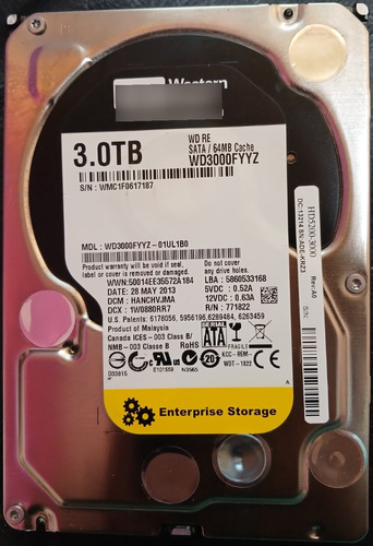 Disco Duro Hdd Western Digital Wd3000fyyz 3tb 3.5 Sata Leer