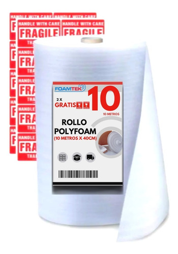 Rollo Espuma Polyfoam Sustituto Burbuja Empaque 10mts X 40cm