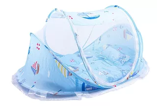 Moises Cuna Bebe Mosquitera Colchoneta Almohada Pop Up Azul