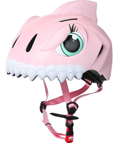 Protector De Ciclismo Cascos Infantiles Cartoon Shark Color Rosa Talla S(49-55CM)