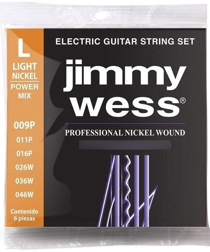 Jimmy Wess Jwge-1009nh Set Cuerdas 9-46 Guitarra Electrica
