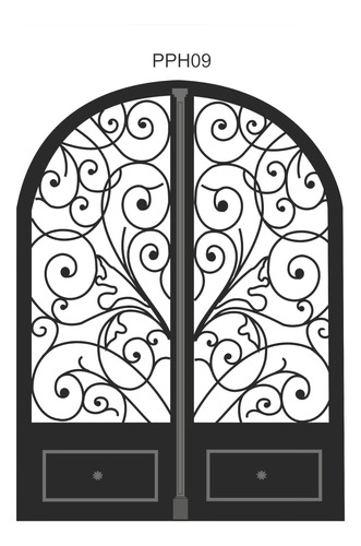Puerta Forjada Estilo Antiguo Negro (Usado)