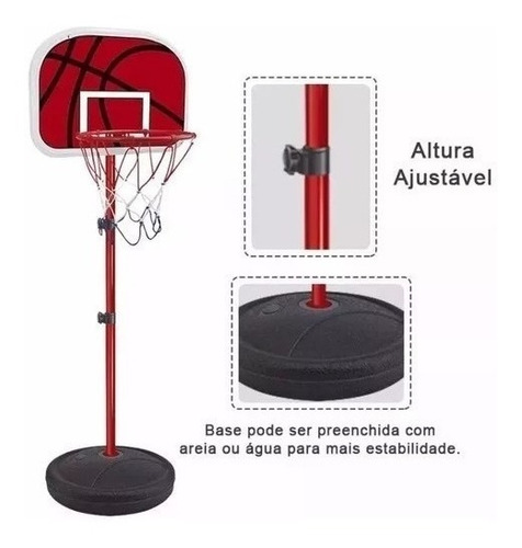 Imagem 7 de 8 de Cesta De Basquete Infantil Bola Bomba Rede Até 2,02m Dm Toys