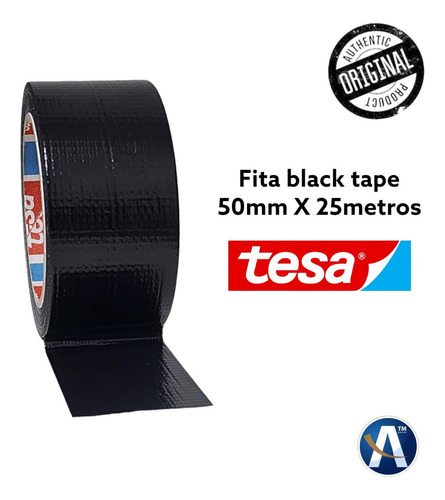 Fita Duct Tape 50mmx25m Preta Tesa Profissional