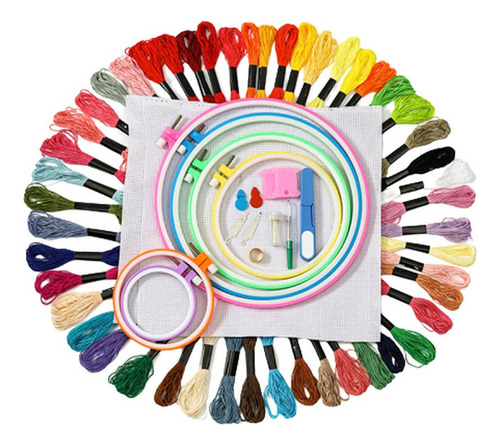 De Herramientas De 6 Aro De Plástico + Hilo De 100 Colores