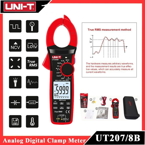 Uni-t® Ut208b® Amperimetro Tenaza 1000a Ac/dc True Rms Loz