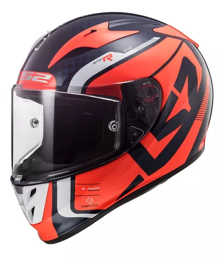 Casco Moto Gp Carbono Ls2 323 Arrow Sting + Pinlock Color Negro/Naranja  Tamaño del casco M