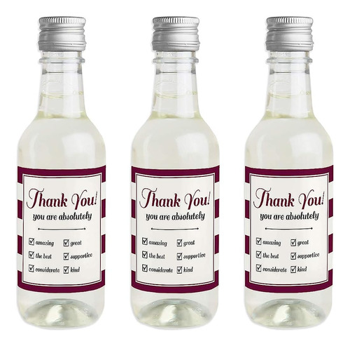 Girly Thank You - Mini Wine And Champagne Bottle Label Stick