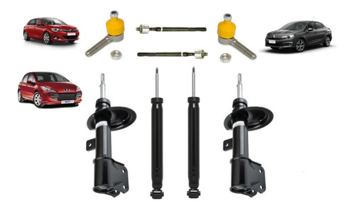  Kit 4 Amortiguadores Extremos Rectos Precap Citroen C4- 307