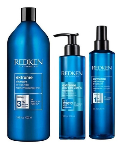 Shampoo Extreme 1000ml Reparador + Protector + Crema Redken