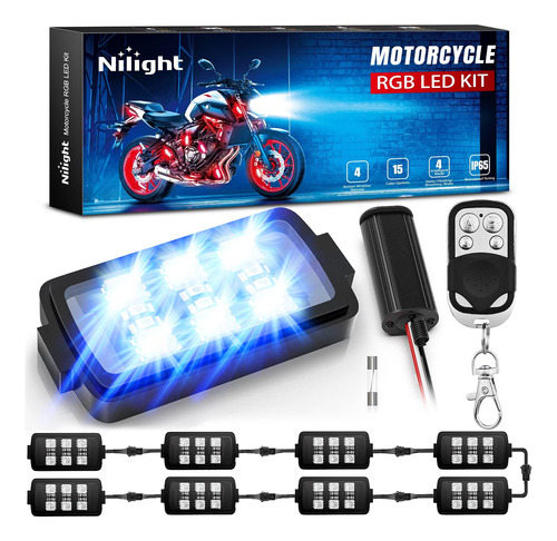 Nilight Kit 8 Tira Luz Led Rgb Para Motocicleta Multicolor 2