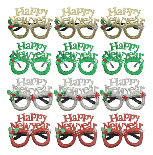 12 Pares De Gafas Decorativas Para Fiestas De Año Nuevo, Acc