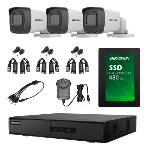 Kit Hikvision Dvr + 3 Cámaras 2mp+ Disco+ Video Instalación!