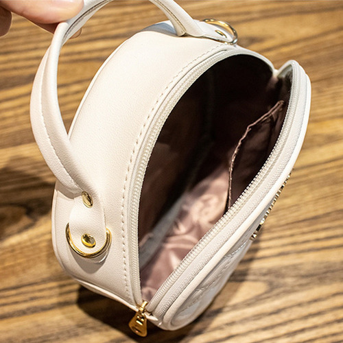 Bolso Pequeño Redondo De Moda Bolso Bandolera De Hombro Color Blanco