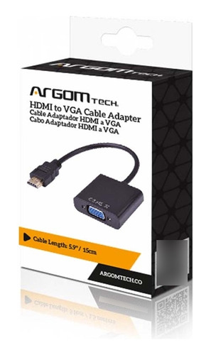 Convertidor Adaptador Cable Hdmi A Vga Argom Pc Laptop Cpu