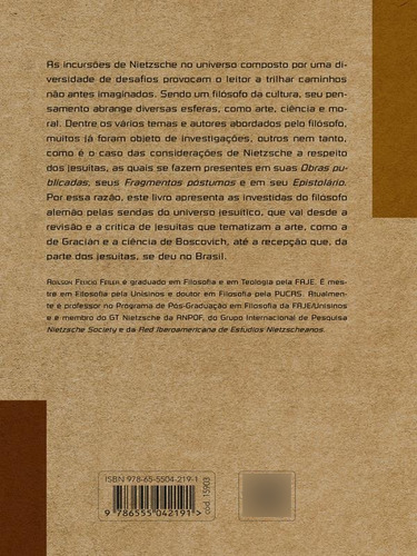 Nietzsche E Os Jesuítas, De Felier, Adilson Felicio. Editorial Loyola, Capa Mole Em