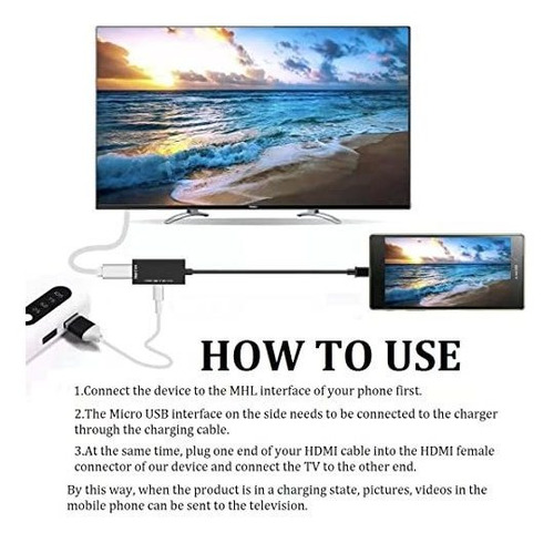 Mhl Micro Usb Hdmi Cable Convertidor Adaptador Hd 1080p