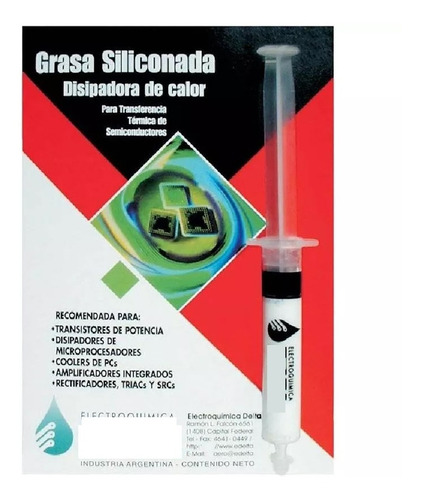 Grasa Siliconada Termica Delta Disipadora Calor 10cc Jeringa