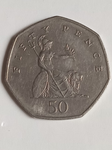 Inglaterra 1997. Moneda 50 Peniques. Reina Elizabeth. Mira!!