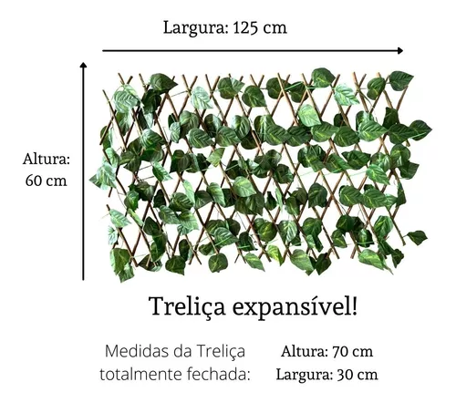 5 Treliças Extensíveis Folhagens Artificiais P/ Muro Inglês