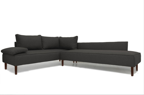 Sala Esquinera Inova Sillon Futon Sofa Cama Convertible Color Gris Oscuro Diseño De La Tela Loneta