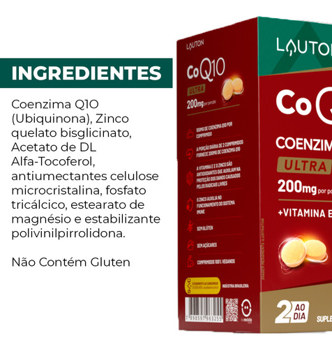 Coezima Q-10 Lauton Com Tocoferol/zinco Quelato 60 Comp.