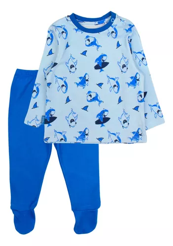 Pijama de niño de algodón azul (2 a 12 años) - Colloky Chile